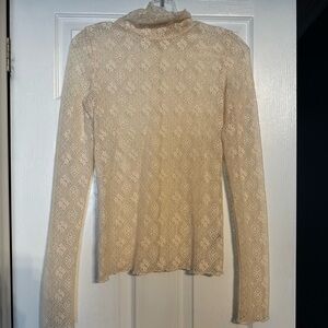 Free People Intimately Lace Long Sleeve Top Small